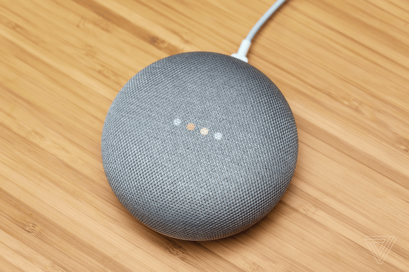The Google Home speaker used for arrival announcements